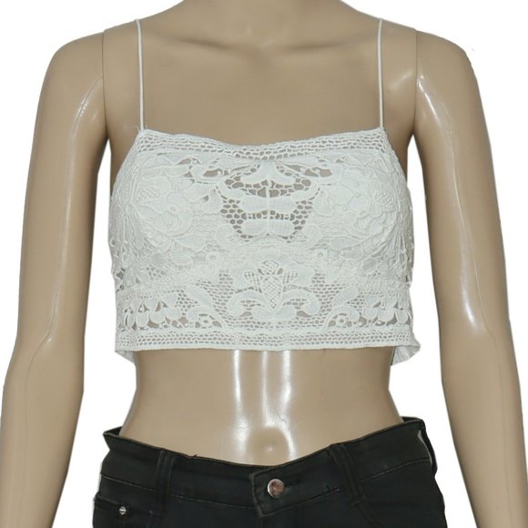 Free People Fp One Lyra Bralette Crochet Embroidered White Top XS - Picture 6 of 8